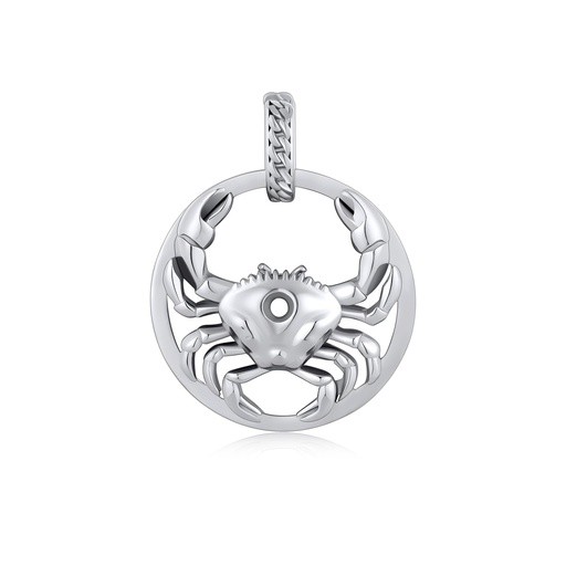 [DJ01P0016-2] Silver Cancer Zodiac Pendant Stainless Steel Astrology Necklace Charm