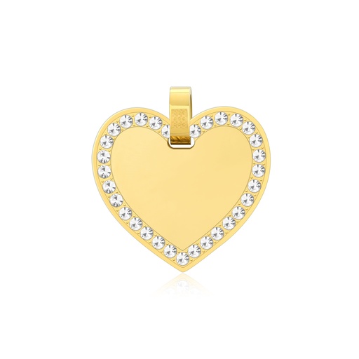[DJ01P0039] Gold Heart Pendant with Crystal Border – Elegant Romantic Women’s Jewelry