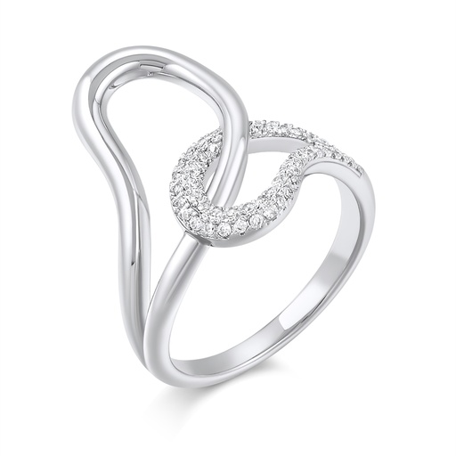 [PD02R0048] Sleek Abstract Infinity Brass Ring With CZ Stone Accents