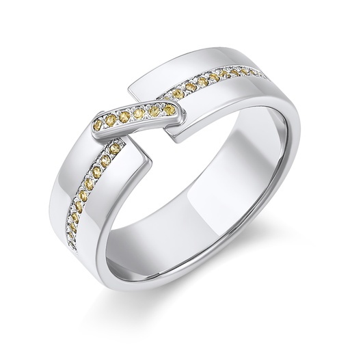 [PD02R0051] Contemporary Split Band Brass Ring With Yellow CZ Inlays