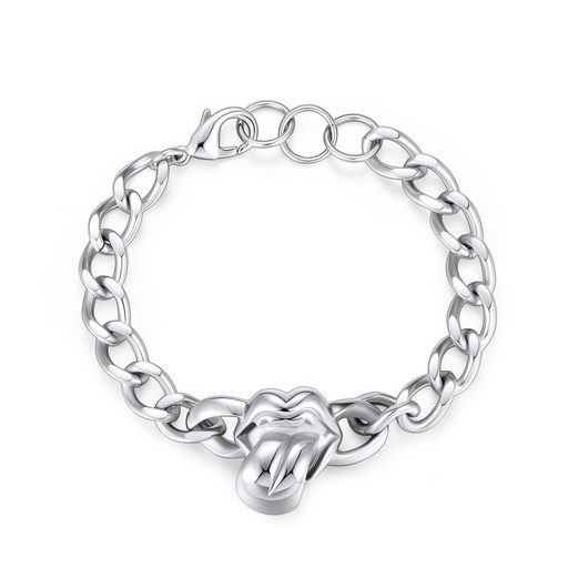 Stainless Steel Bracelet with Tongue Charm Bold Rock Style