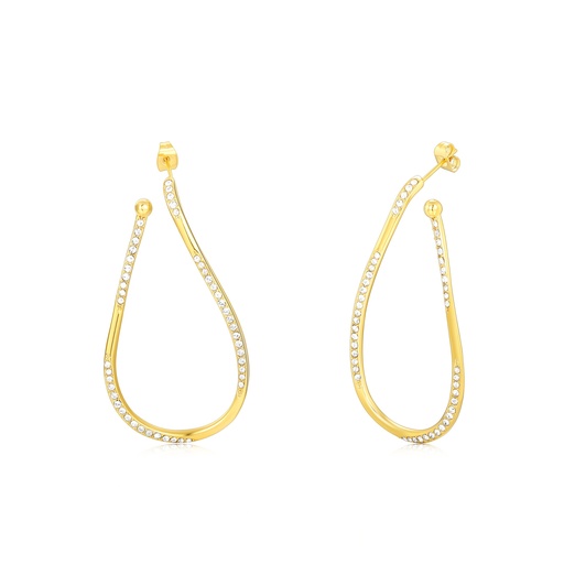 Gold Teardrop Earrings with Crystal Inlay for Elegant Night Glam