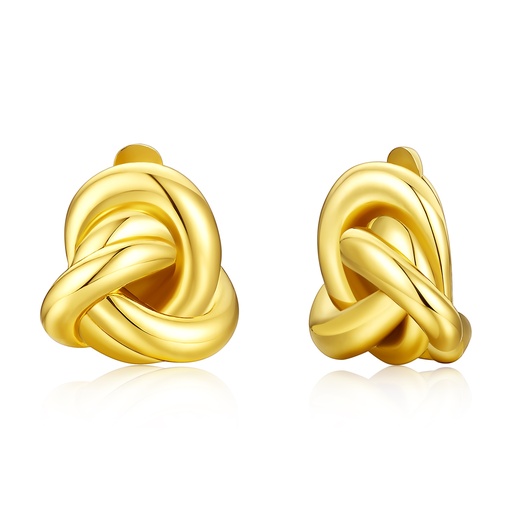 Gold-Tone Stainless Steel Knot Stud Earrings for Elegant Women