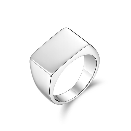 Bold Square Stainless Steel Signet Ring with Polished Finish