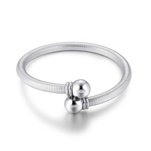 Flexible Stainless Steel Coil Bangle Bracelet with Polished Ball Ends
