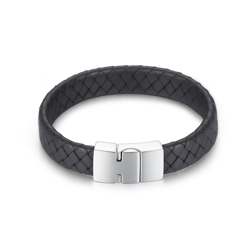 Braided Leather Bracelet with Stainless Steel Clasp for Men