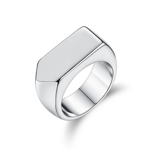 Polished Silver Stainless Steel Signet Ring – Sleek, Bold Design