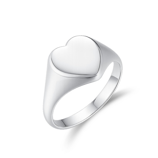 Minimalist Heart-Shaped Stainless Steel Ring in Polished Silver Finish