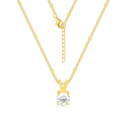Classic Gold Solitaire Necklace with Round Brilliant Cut Stone