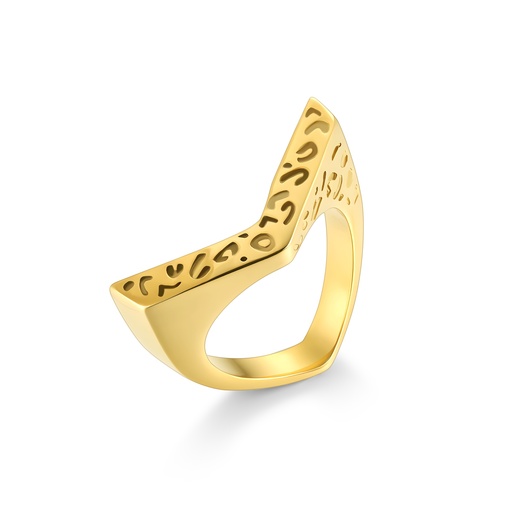 Modern Geometric Gold Stainless Steel Ring with Engraved Accents