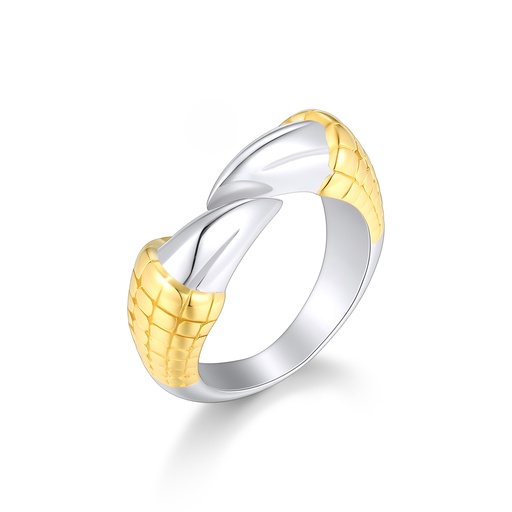 Dual-Tone Stainless Steel Dragon Claw Ring with Textured Detail