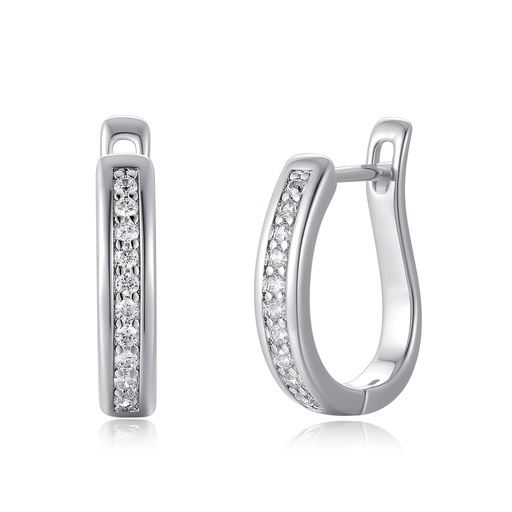 Elegant Stainless Steel Hoop Earrings with Sparkling Crystal Inlay Design