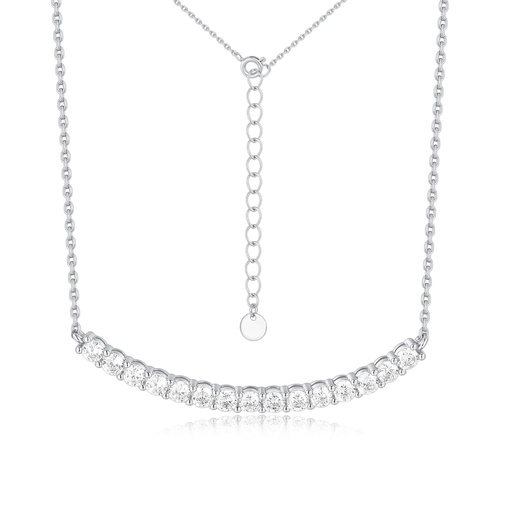Elegant Stainless Steel Necklace with Sparkling Cubic Zirconia Accent Stones