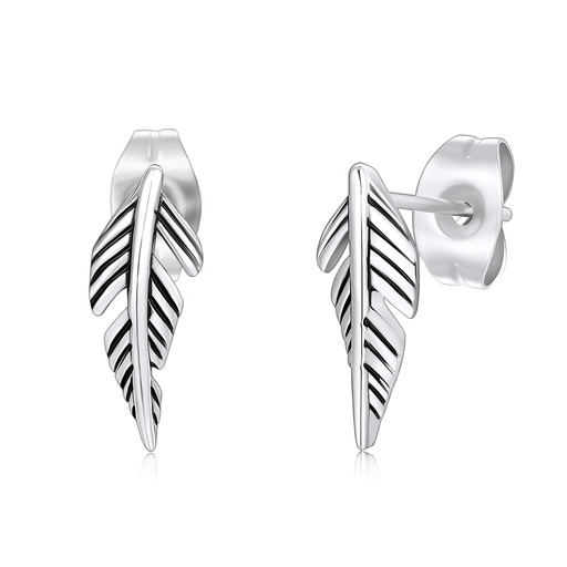 Silver Feather Stainless Steel Stud Earrings for Elegant Everyday Wear