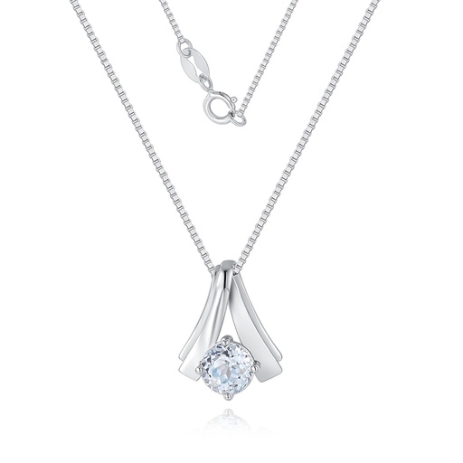 Modern Stainless Steel Necklace with Sparkling Round White Crystal