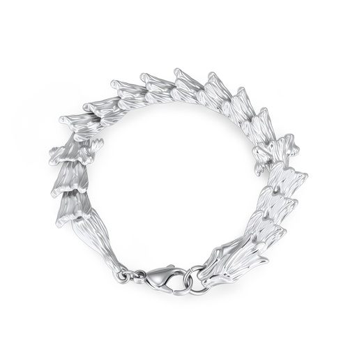 Stainless Steel Textured Link Bracelet with Unique Artistic Design