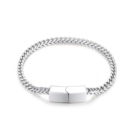 Sleek Stainless Steel Chain Bracelet with Magnetic Clasp for Men