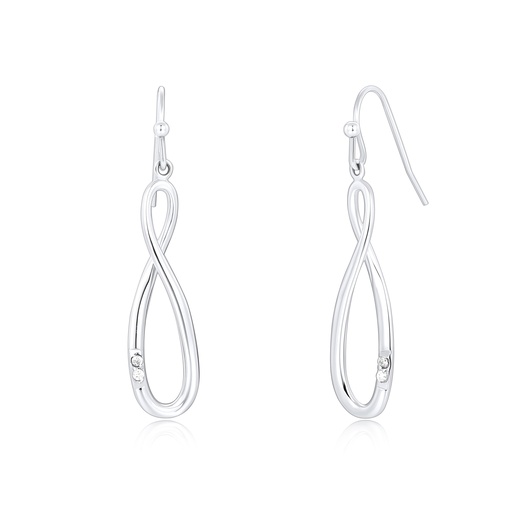 Stainless Steel Infinity Drop Earrings with Sparkling Crystal Accents