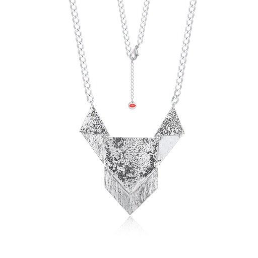 Statement Stainless Steel Geometric Necklace with Bold Textured Design