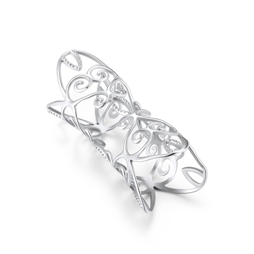 Elegant Stainless Steel Filigree Ring with Intricate Swirl Design