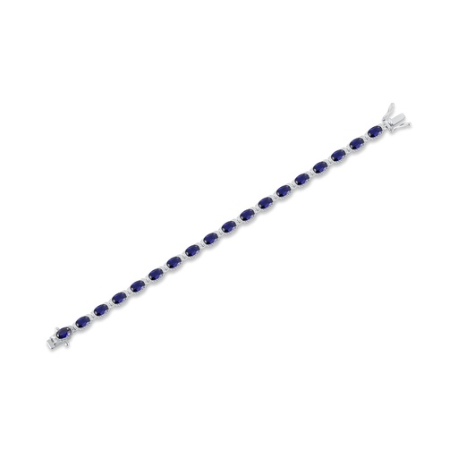 Stainless Steel Tennis Bracelet with Deep Blue Zirconia Stones