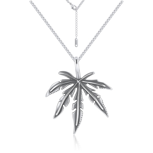 Stainless Steel Leaf Pendant Necklace with Adjustable Chain for Style