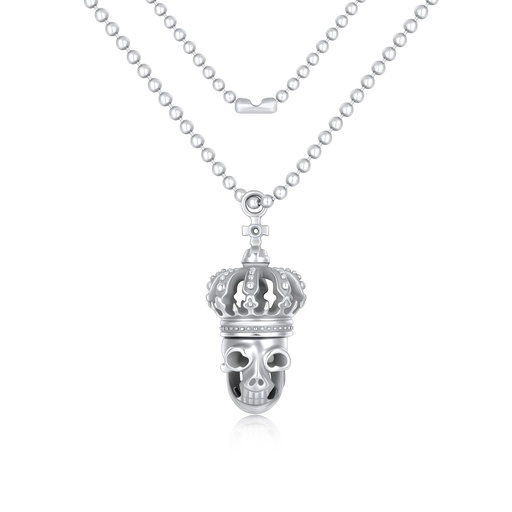 Stainless Steel Crowned Skull Pendant Necklace with Gothic Punk Style