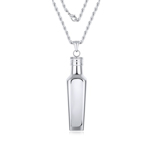Stainless Steel Bottle Pendant Necklace with Modern Minimalist Design