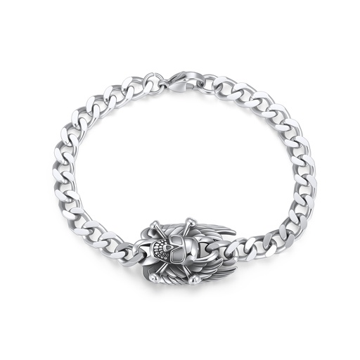 Stainless Steel Skull and Wings Chain Bracelet for Bold Style