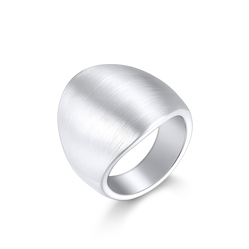Brushed Stainless Steel Dome Ring with Modern Minimalist Bold Design