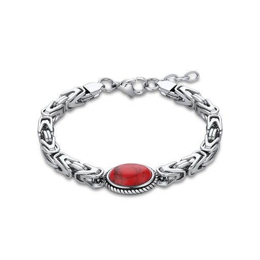 [DJ01B0008-1] Elegant Stainless Steel Bracelet with Black Onyx & Rolo Chain