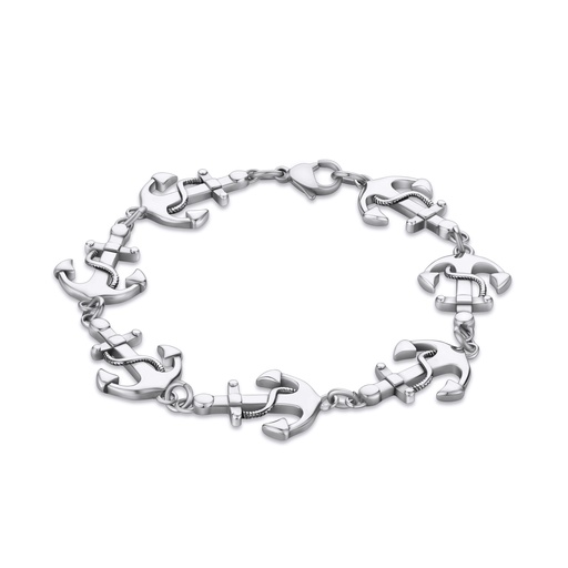 [DJ01B0021] Stainless Steel Anchor Link Bracelet with Nautical Design