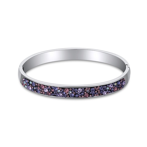 [DJ01B0078] Elegant Stainless Steel Bangle with Multicolored Crystal Inlay