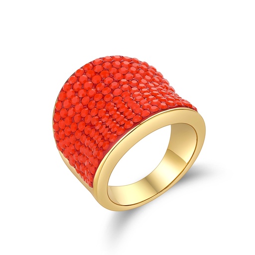[DJ01R0001] Statement Gold-Plated Ring with Red Crystal Accents