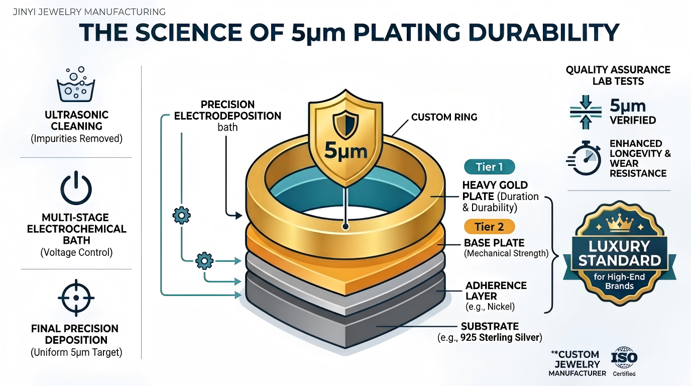INYI JEWELRY 5µm plating durability process for high-end custom jewelry