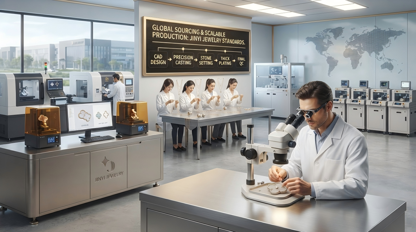 Jinyi Jewelry Manufacturing Facility: From CAD Design and Precision Casting to Stone Setting and Quality Control