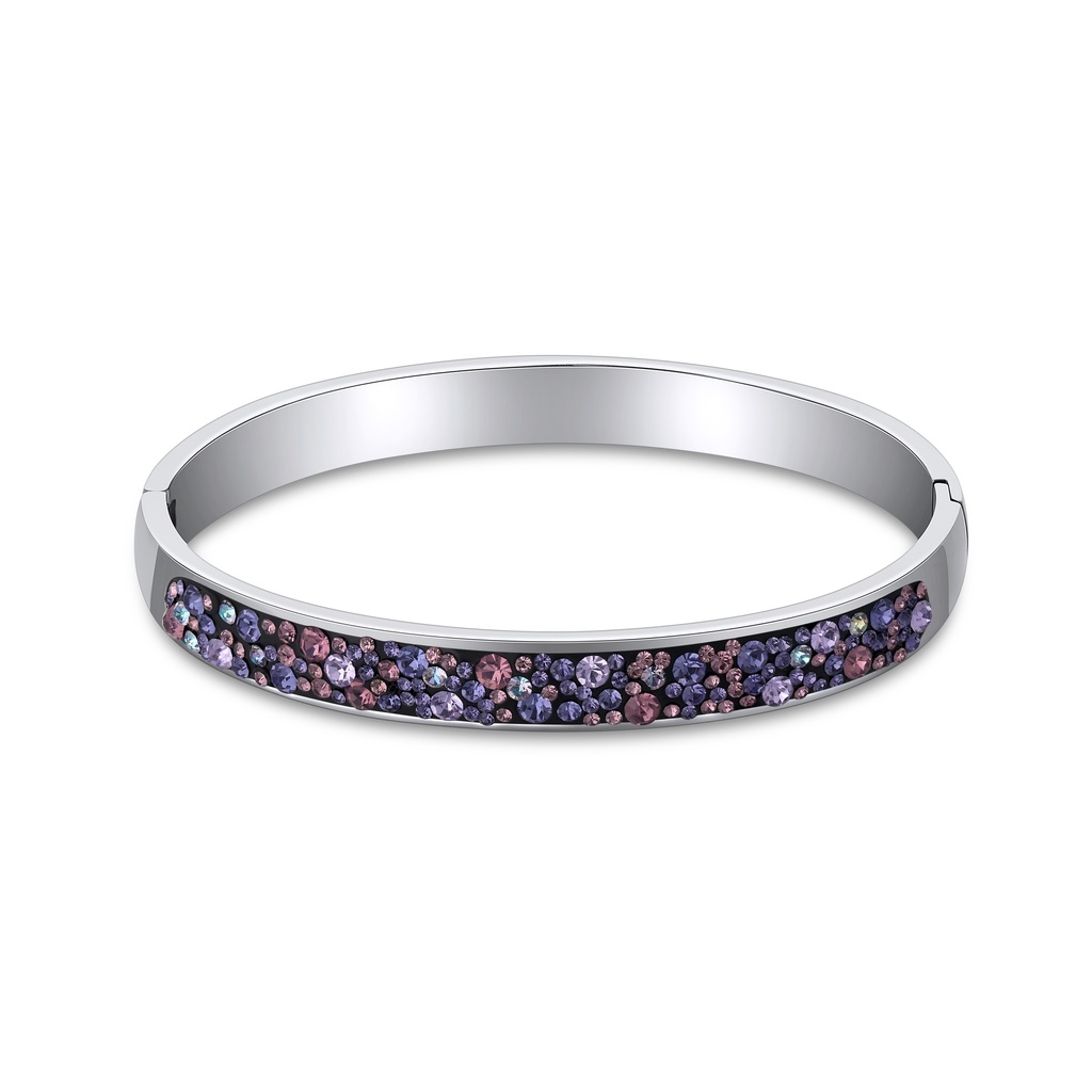 Elegant Stainless Steel Bangle with Multicolored Crystal Inlay