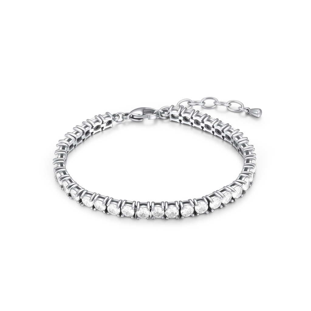 Elegant Stainless Steel Bracelet with Sparkling Crystal Accents