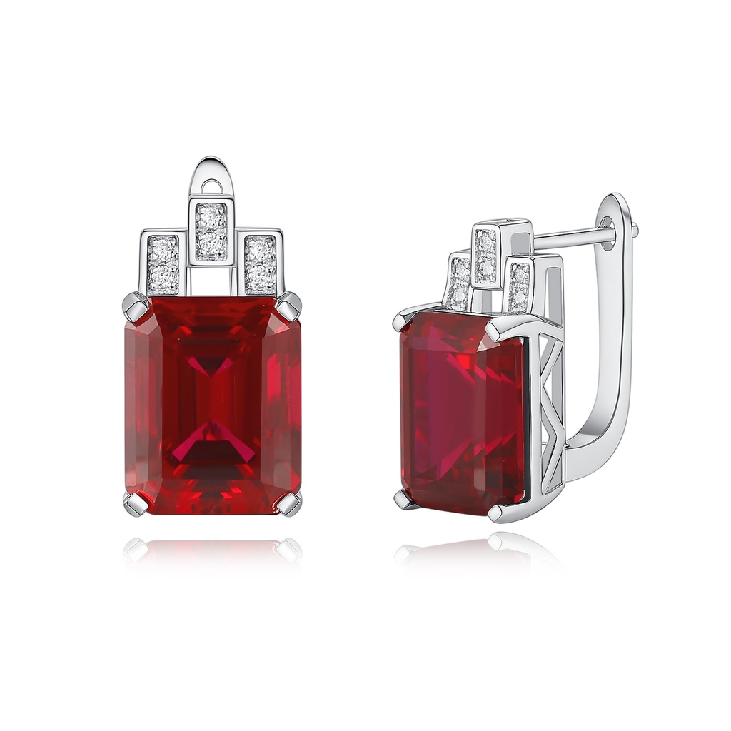 Elegant Stainless Steel Earrings with Emerald-Cut Red Crystal Drops