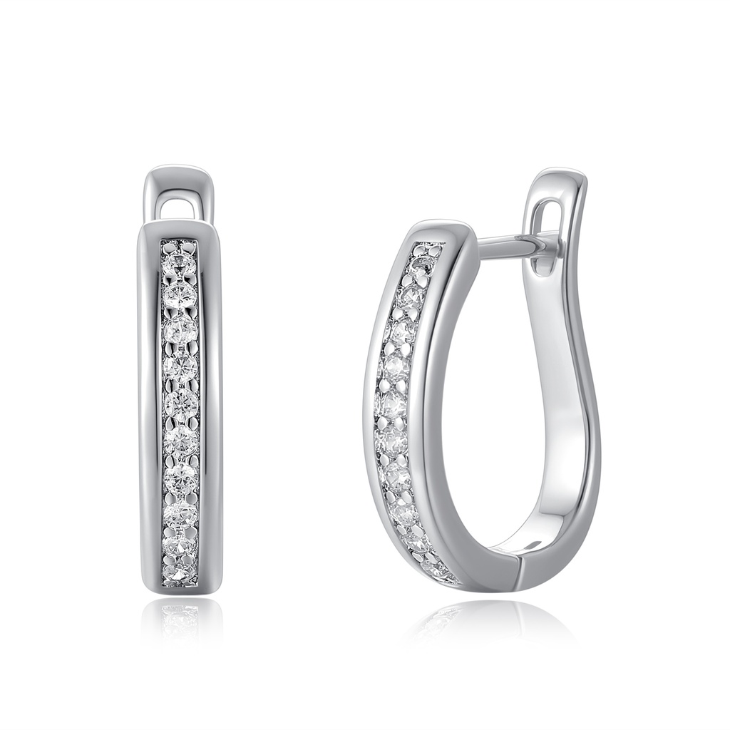 Elegant Stainless Steel Hoop Earrings with Sparkling Crystal Inlay Design