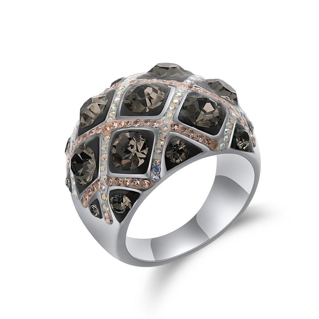 Black Rhinestone Mosaic Statement Ring