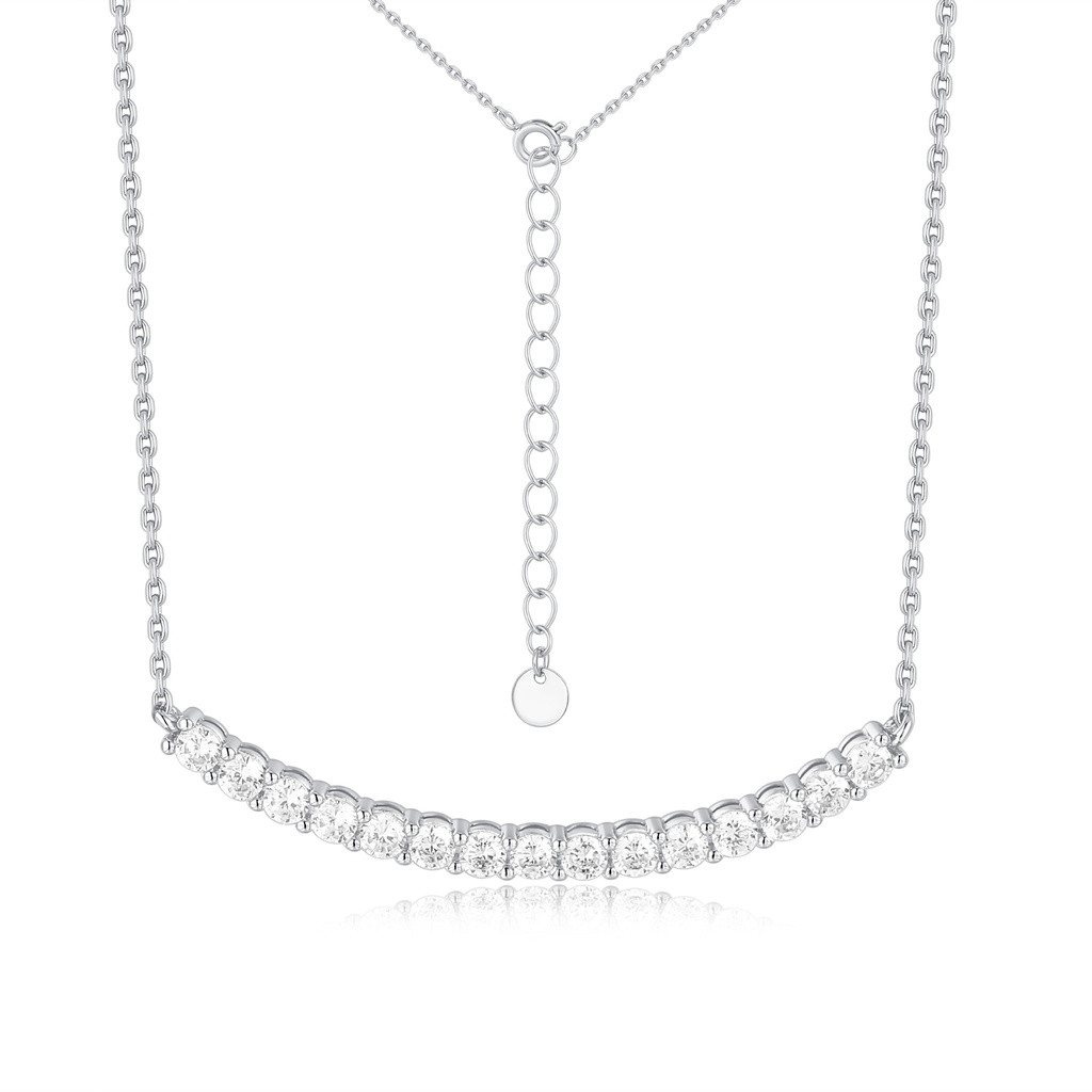 Elegant Stainless Steel Necklace with Sparkling Cubic Zirconia Accent Stones