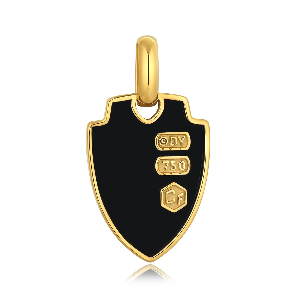 Black Shield Pendant in Gold Stainless Steel Armor Design