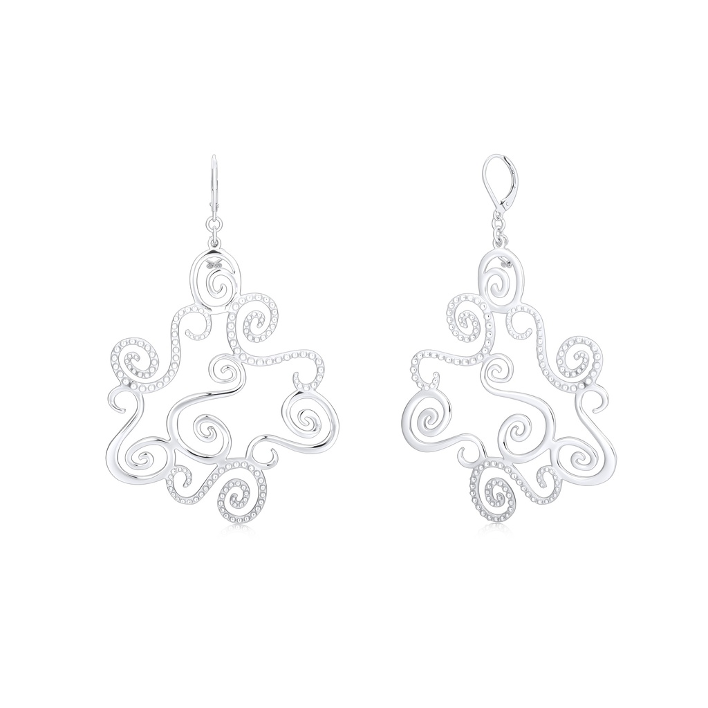 Elegant Stainless Steel Swirl Filigree Statement Dangle Earrings