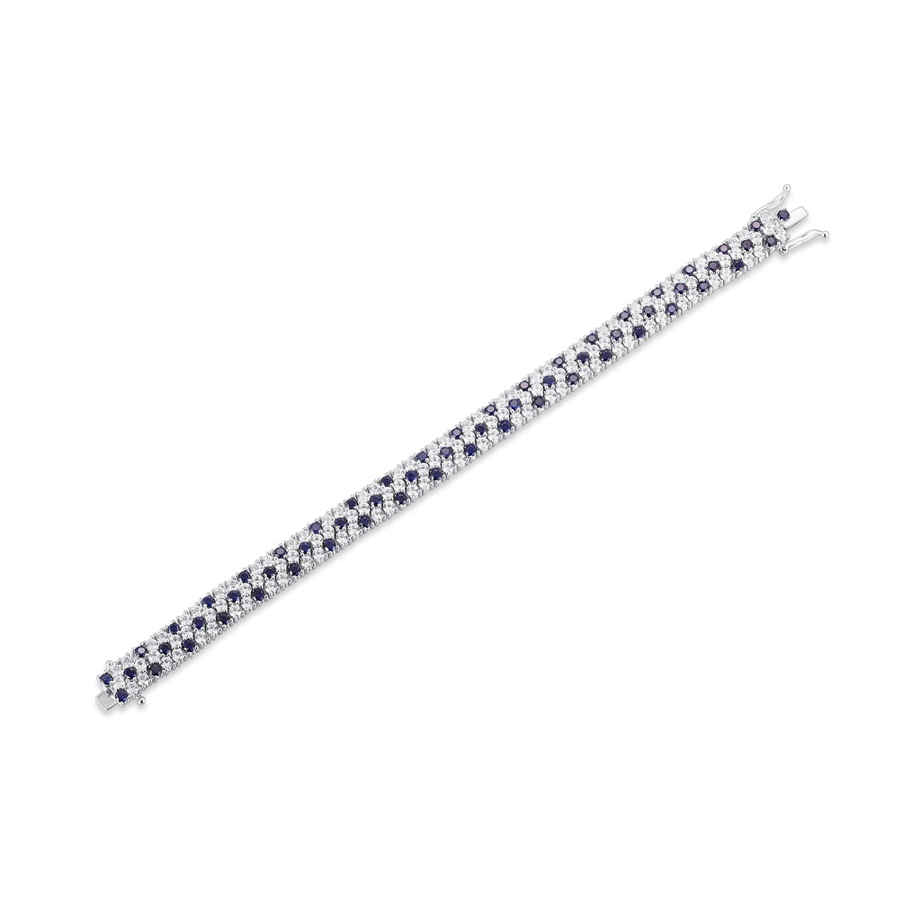 Elegant Stainless Steel Tennis Bracelet with Blue and White Stones