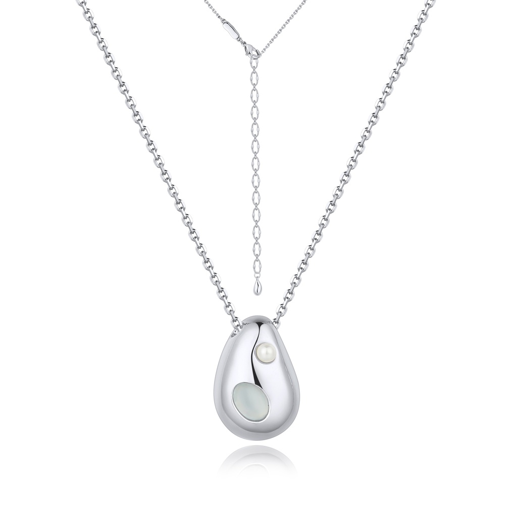 Elegant Teardrop Pendant Necklace with Pearl and Iridescent Accent