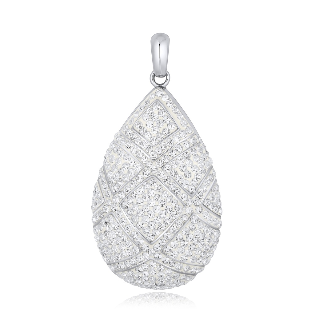 Elegant Teardrop Stainless Steel Pendant with Sparkling Crystals