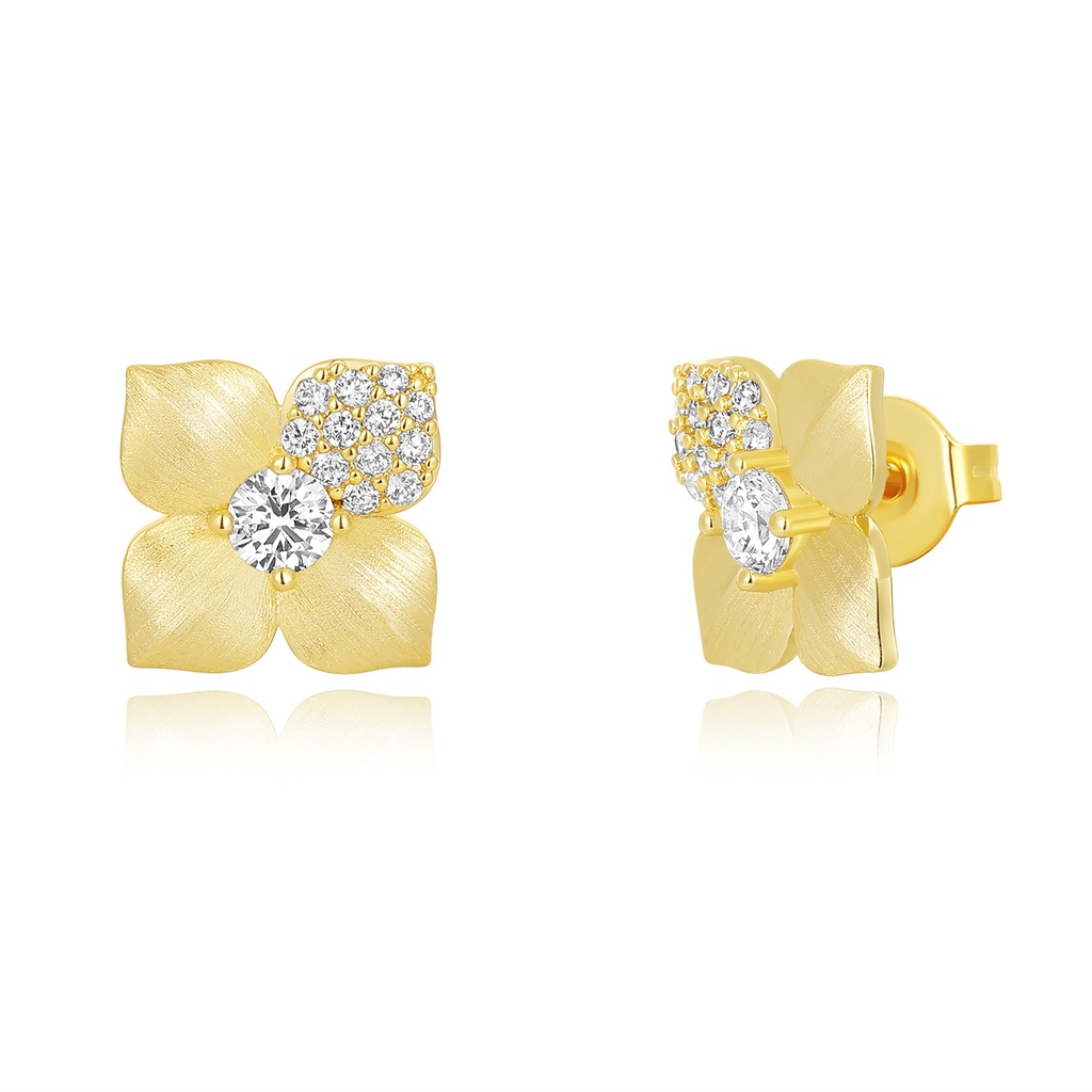 Elegant flower-shaped studs adorned with shimmering crystal clusters.