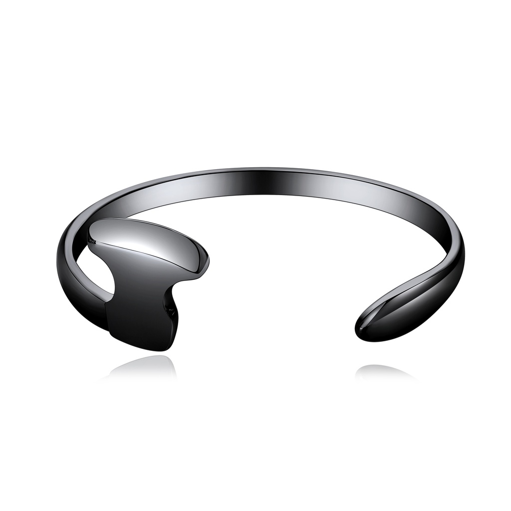 Black Stainless Steel Minimalist Open Cuff Bangle Bracelet Design