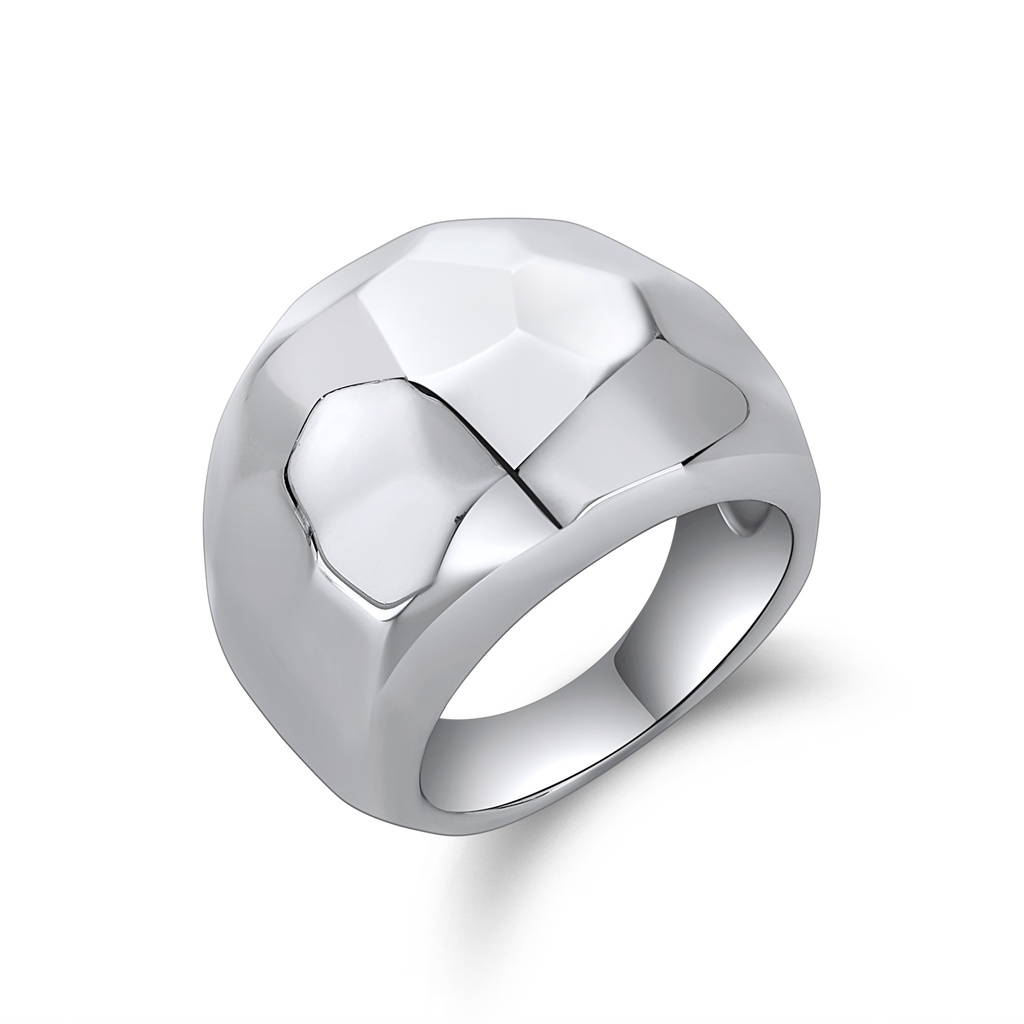 Faceted Dome Bold Stainless Steel Ring for Men and Women